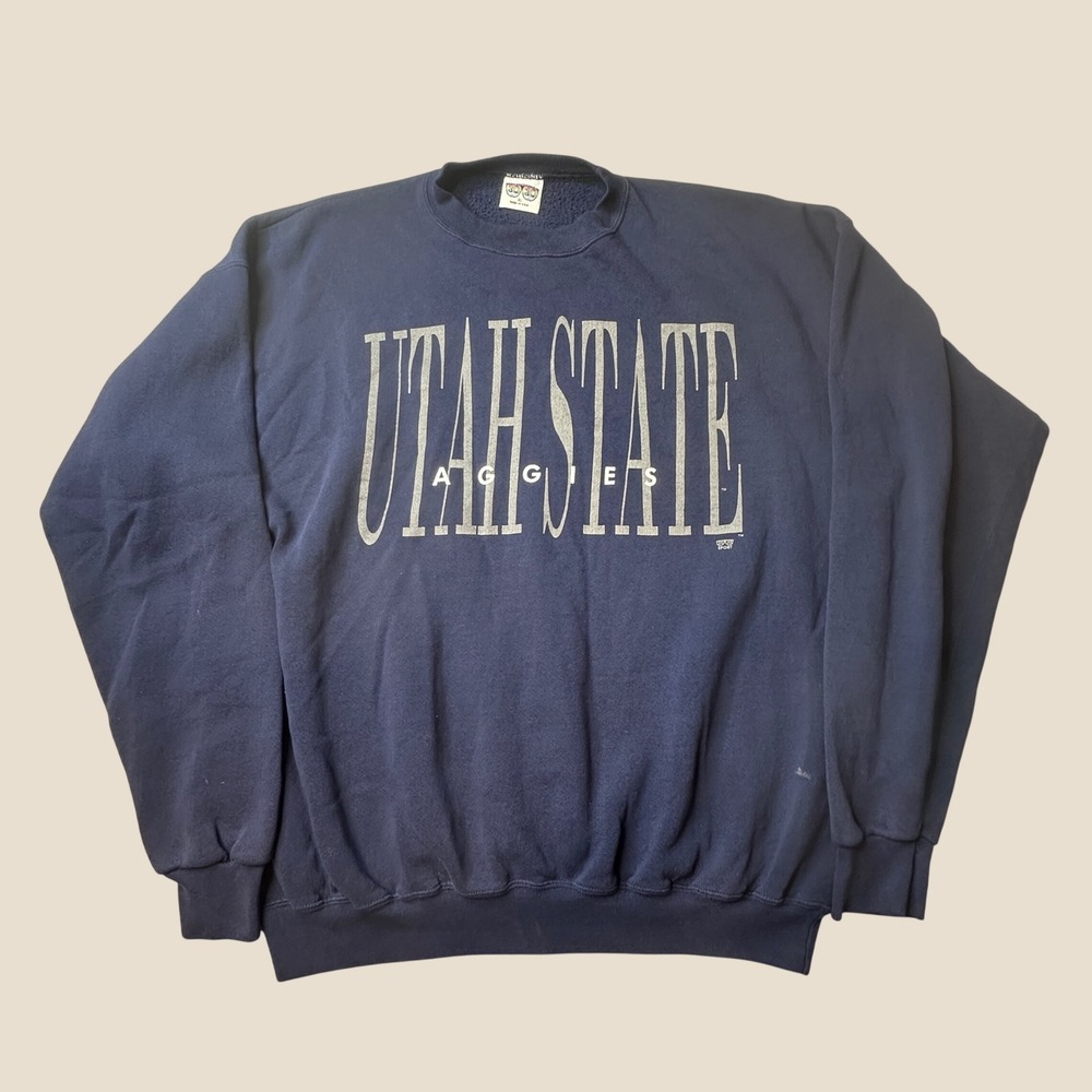 Vintage Utah State Sweatshirt Mens XL Navy NCAA Football Aggies 20/20 Sport